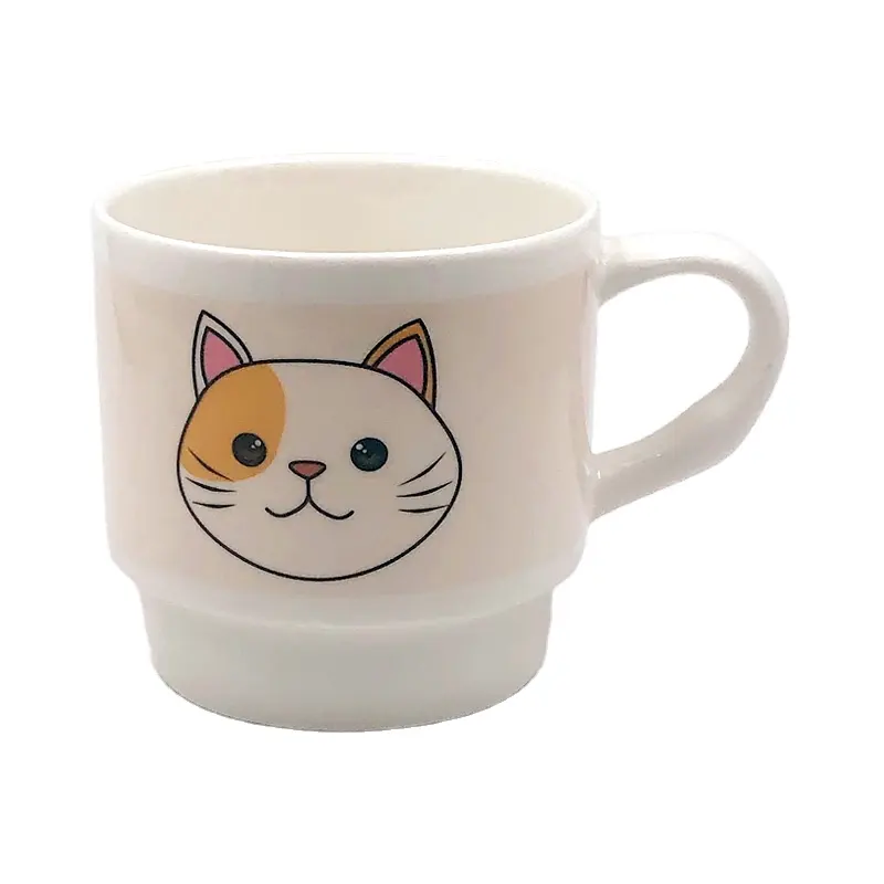 hulian sells 12OZ Cute Pet series white cute cat creative ceramic coffee cup