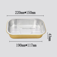 Barquettes en aluminium jetables robustes de 1050 ml pour la restauration aérienne, 22x15 cm, à parois lisses, avec couvercle