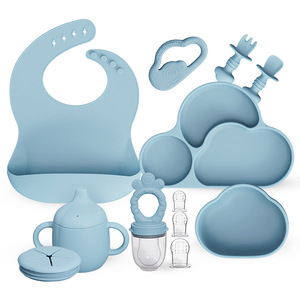 Juego <span class=keywords><strong>de</strong></span> nube <span class=keywords><strong>de</strong></span> vajilla <span class=keywords><strong>de</strong></span> silicona sin PVC <span class=keywords><strong>de</strong></span> grado alimenticio <span class=keywords><strong>para</strong></span> bebés con tazón complementario, cuchara, taza y babero <span class=keywords><strong>para</strong></span> 1-2 años - Product Image 5