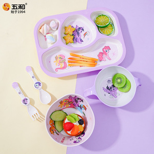 Wuhe My Little Pony Childrens Tableware Melamine Divided Plate With Cup And Spoon Set For Kids Dining - Product Image 4