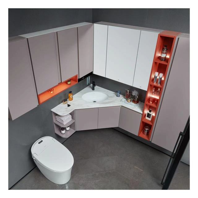 Modern Luxury Hotel Wall Mount Solid Wood Single Double Sink Floating Cabinet Bathroom Vanity