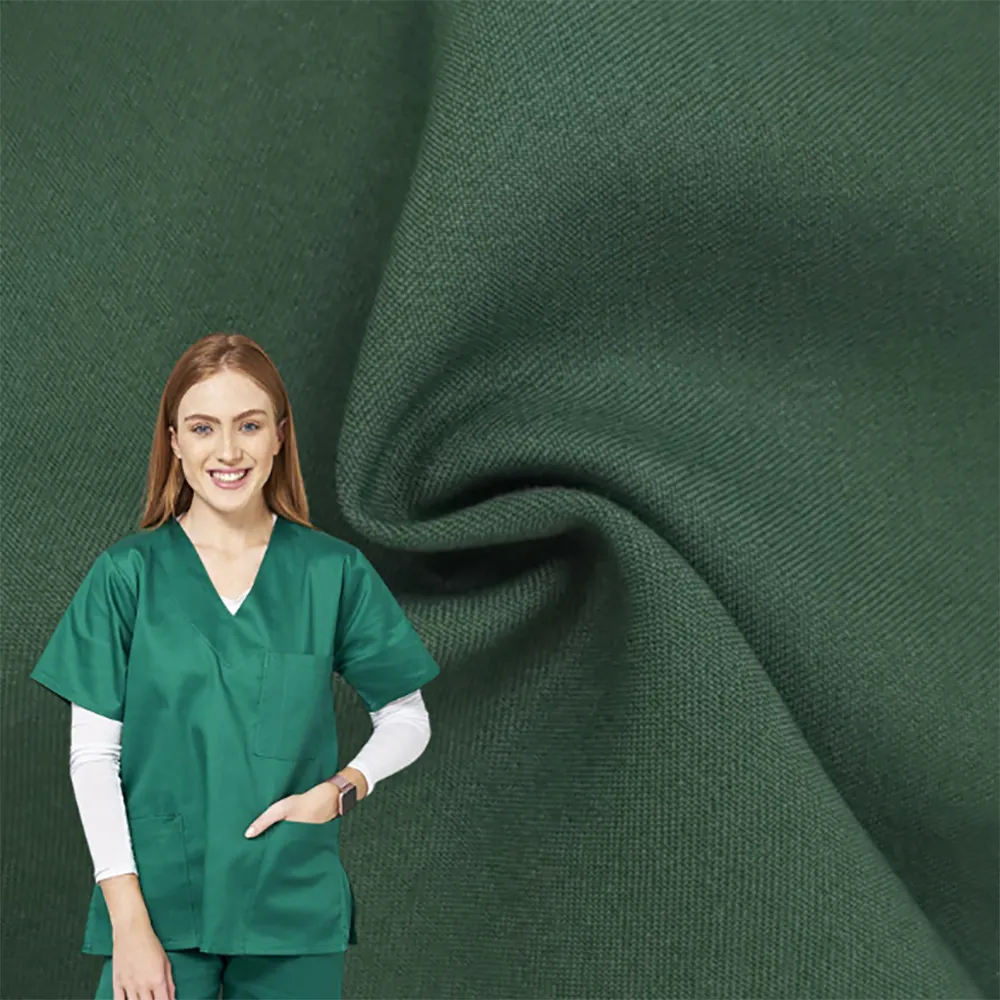 Polyester Rayon Spandex Scrub Suit Fabric Anti-Microbial 4 Way Stretch Hospital Scrubs Uniform Water Resistance Lab Coat Fabric