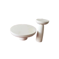 Meubles de salon classiques LANDIVIEW, tables d'appoint et tables basses en pierre naturelle de marbre blanc.