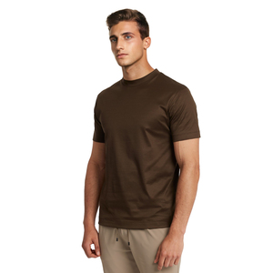 Wholesale 100% Cotton Knitted Custom Logo Lifestyle Casual Breathable & Quick Dry Short Sleeve Premium Shine T-Shirts for Men - Product Image 5