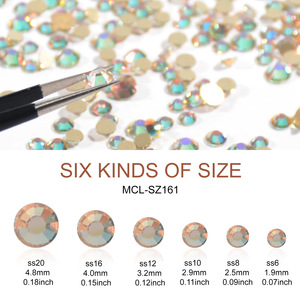 Venta al por Mayor de Piedras de Cristal Redondas Pequeñas y Brillantes de 12 Tamaños Variados, Fáciles de Aplicar, para Decoración de Uñas - Product Image 5