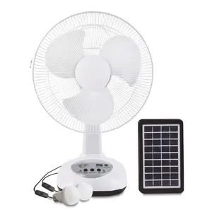 AC DC 12 inç 3 bıçakları hücre elektrikli Recharaeable güç GÜNEŞ PANELI enerji LED masa güneş şarj edilebilir fan