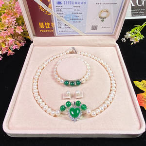 <span class=keywords><strong>Collana</strong></span> di Perle Naturali d'Acqua Dolce e Giada Verde Set di Gioielli di Lusso da Donna in Tre Pezzi 7-8mm 8-9mm con Scatola <span class=keywords><strong>Regalo</strong></span> per la <span class=keywords><strong>Festa</strong></span> <span class=keywords><strong>della</strong></span> <span class=keywords><strong>Mamma</strong></span> - Product Image 6