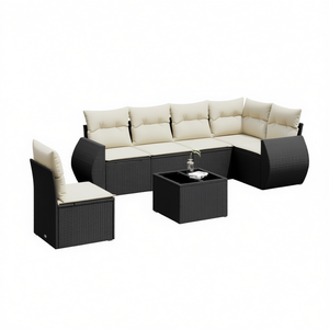 Modular Black Pe Rattan Garden <b>Sofa</b> <b>Set</b> High Density Foam Cushions Outdoor Furniture Elegant Design - Product Image 1