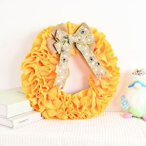 Nouvelle Décoration de Noël Transfrontalière Personnalisée : Couronne en Tissu de Coton Jaune à Motif Abeille, Style Ferme, 40 cm - Product Image 4