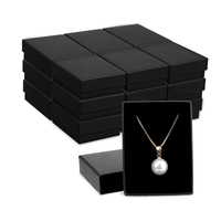 Boîte cadeau de luxe noire personnalisée, étanche, avec couvercle et base, pour bijoux fins (colliers, bagues), avec finition mate, éponge et logo.
