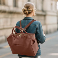 Sac à langer multifonction en cuir PU personnalisé avec porte-bouteilles isothermes, sac à dos pour bébé