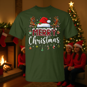 Joyeux Noël, chapeau de Père Noël, rennes, t-shirt de Noël assorti pour la famille - Product Image 3