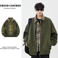 2025 unisexe manteau décontracté élégant ample col rabattu fermeture éclair avant polyvalent fondu deux pièces veste pour grande taille hiver toile