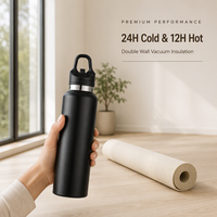 Bouteille d'eau isotherme personnalisée en acier inoxydable 306, gourde de sport à double paroi sans BPA avec bouchon à boucle portable pour la randonnée et la salle de sport