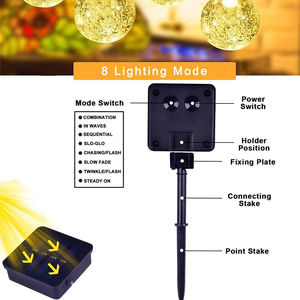 반짝이는 크리스마스 축제 장식 정원 야외 LED 태양 광 램프 요정 조명 결혼식 Led 빛 문자열 - Product Image 5