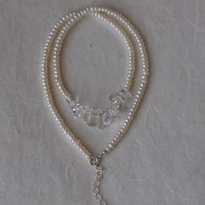 Glacier Series S925 Silver Minimalist Niche Design Versatile White <b>Crystal</b> Natural Freshwater Pearl Necklace - Product Image 1