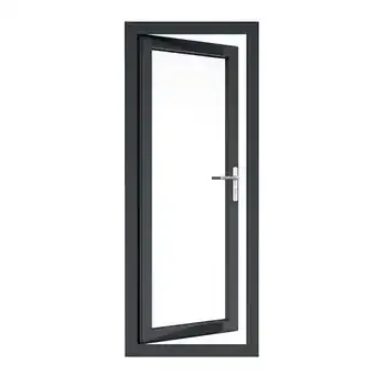 Portes battantes en verre Porte de toilettes en aluminium de sécurité pour salles de bain Noir Design graphique Noir Mat Porte intérieure 8 Mm