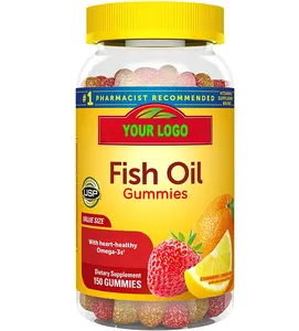 Daily Supplement Omega 3 Fish Oil Gummies Wild Alaskan Salmon Oil with Astaxanthin antioxidant Softgel chewable gum