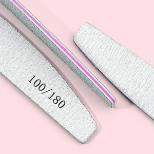 Plastic Half Moon <b>Nail</b> <b>Files</b> Double Sided Gray Sandpaper Emery Board Custom Logo for Salons - Product Image 4