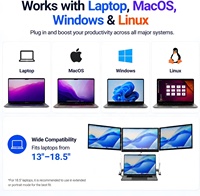 Moniteur portable triple écran 16 pouces, écran ultra-fin 2,5K, support pliable, moniteur de jeu pour ordinateur portable, un seul câble Type C pour la connexion