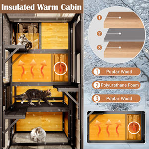 Jaula <span class=keywords><strong>para</strong></span> Gatos Grande de 3 Niveles Resistente a la Intemperie, Casa Aislada de Madera de Álamo con Puerta Corredera, Corral <span class=keywords><strong>para</strong></span> Mascotas Interior y Exterior, Gran <span class=keywords><strong>Venta</strong></span> - Product Image 4