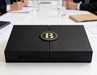 Coffret Cadeau Luxe Personnalisé Écologique pour Thé et Café, Design Portefeuille Ceinture, Double Ouverture, Estampage Or, Gaufrage Mat, Éponge