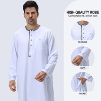 Nouvelle Collection 2026 : Thobe Homme Musulman Brodé, Robe Arabe, Caftan Marocain, Vêtement Islamique pour Ramadan et Aïd, Jubba, Qamis, Dishdasha