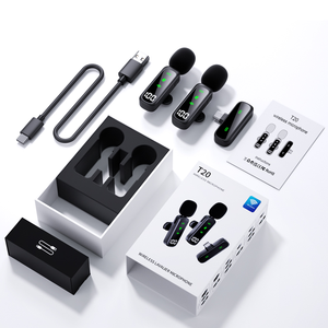 T20 Wireless <strong>Dynamic</strong> <strong>Microphone</strong> <strong>Lavalier</strong> VLOG Live with Omni-directional Pattern and Noise Cancelling Function - Product Image 4