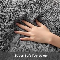 Tapis d'intérieur noir en fourrure douce et moelleuse 4x6 pour chambre à coucher, salon, chambre d'enfant et décoration de dortoir - à poils longs, adapté aux animaux domestiques