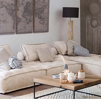 Modernes Ecksofa für das Wohnzimmer, Modularer Kubus aus Bouclé, Bodencouch