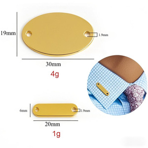 Bracelet et collier modernes en acier inoxydable, surface polie miroir, double trou, gravure DIY, forme plate - Product Image 1