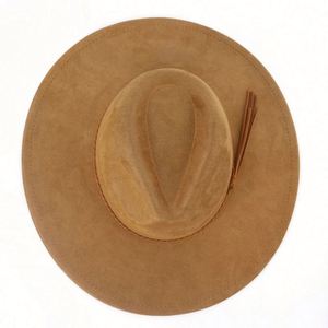 Chapeaux Fedora en Daim à Large Bord de 10 cm pour Femmes, Style Jazz, avec Pompon en Forme de Cœur de Pêche – Vente en Gros - Product Image 4