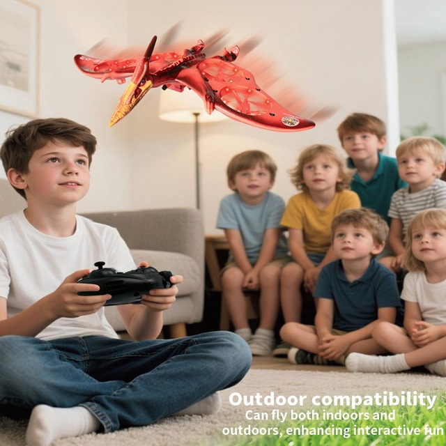 Yuglow 6-Channel RC Pterosaur Drone Set High Collision Resistant Foam with LED Lights Toy