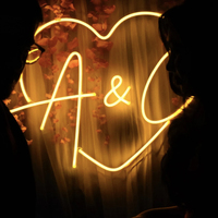 Panneau lumineux LED personnalisé en forme de cercle, lettres initiales, cœur, néon, affichage de mariage avec LOVE pour la publicité