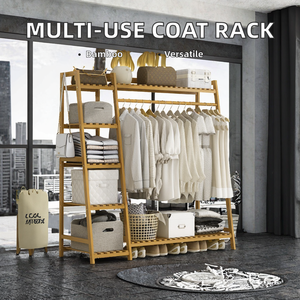 Porte-manteau multifonctionnel en bambou simple pour la maison, chambre et vestiaire d'hôtel - Product Image 2