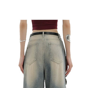 डेनिम प्रिंट के साथ हिप-हॉप पैंट - Product Image 4