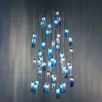 Éclairage intérieur moderne personnalisé pour villa, hôtel, restaurant, salon, lampe en cristal, brique transparente, escalier, hauteur réglable