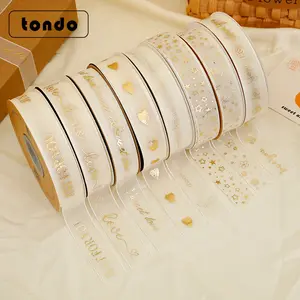 2021 Tondo 2.5cm*20yards High Quality Gifts Wrapping gilded fancy ribbon yarn For Valentine's Day