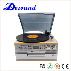 Tourne-disque rétro noir <span class=keywords><strong>dernier</strong></span> modèle avec haut-parleur et lecteur <span class=keywords><strong>CD</strong></span> - Product Image 3
