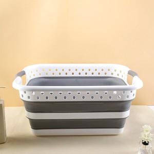 Wholesale Rectangular Plastic Folding Laundry <b>Baskets</b> with Handles <b>Foldable</b> for Bathroom Use - Product Image 2