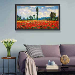 Decoración <span class=keywords><strong>de</strong></span> Pared en Lienzo Abstracto, Campo <span class=keywords><strong>de</strong></span> <span class=keywords><strong>Amapolas</strong></span> <span class=keywords><strong>Rojas</strong></span>, Nubes <span class=keywords><strong>de</strong></span> Toscana, Jardín <span class=keywords><strong>de</strong></span> Monet, Paisaje Floral, Pintura <span class=keywords><strong>al</strong></span> Óleo Grande - Product Image 1