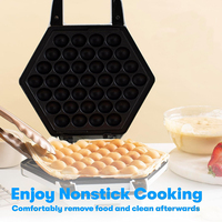 Mini machine à gaufres électrique 180 ° Flip Ball Auto-Lock Clip Breakfast Snack Maker Feuille décorative en acier inoxydable