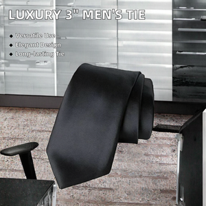 Cravate de luxe pour homme en microfibre de 3 pouces, couleur unie, durable, de haute qualité, avec logo personnalisé, emballée, cadeau élégant - Product Image 2
