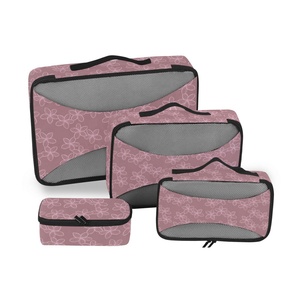 Juego de 4 Organizadores de Equipaje con Estampado Floral Hawaiano Rosa, Cubos de Compresión para Ropa de Viaje - Product Image 5