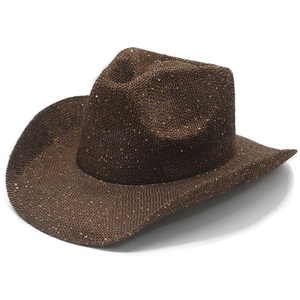 Sombrero de Vaquero de Paja Estilo Occidental Europeo-Americano con Lentejuelas, Retro Británico, <span class=keywords><strong>Jazz</strong></span>, Hueco, Transpirable, Protector Solar, Sombrero de Papel - Product Image 2