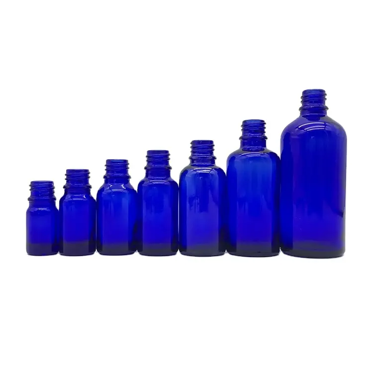 5ml 10ml 15ml 20ml 30ml 50ml 100ml 150ml bleu huile essentielle bouteille en verre cosmétique compte-gouttes avec inviolable capuchon en plastique