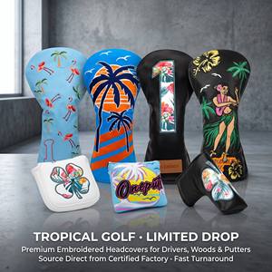 Funda para Palos <span class=keywords><strong>de</strong></span> <span class=keywords><strong>Golf</strong></span> Sostenible, Resistente al Agua, <span class=keywords><strong>de</strong></span> PU, con Bordado Personalizado, para Driver y Madera, Fabricante OEM, Marca Verde - Product Image 1