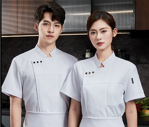 2025 ropa de trabajo de Chef de manga corta Hotel restaurante verano media manga cocina ropa de trabajo transpirable ropa de trabajo para hornear - Product Image 3