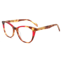 Montures de lunettes tendance rouges 2026 anti-lumière bleue pour jeunes filles, montures de créateur personnalisées, montures rétro œil de chat en acétate