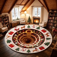 Tapis décoratif de Noël transfrontalier, résistant aux taches, facile d'entretien, en velours cristal imprimé, pour salon